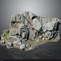 Natural Wood And Stone Rock Structure With Cracks Green Moss And Textured Surface