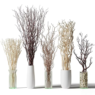 Decorative Branches in Ceramic and Glass Vases for Home Interior Decoration 3d model