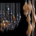 Modern Artistic Chandelier With Streamlined Black And Gold Hanging Illuminated Design