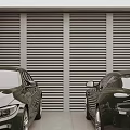 Spacious Modern Garage Interior With Slatted Doors And Parked Black Luxury Cars