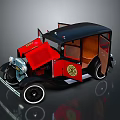 Vintage Red And Black Fire Truck With Open Doors And Classic Design