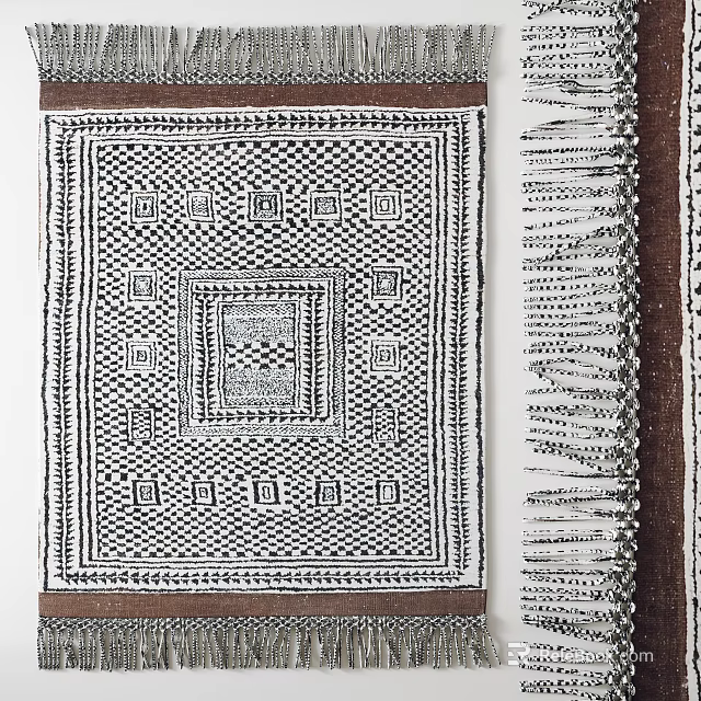 Traditional Square Rug Featuring Intricate Geometric Patterns Border Designs And Central Decorative Details 3d model 