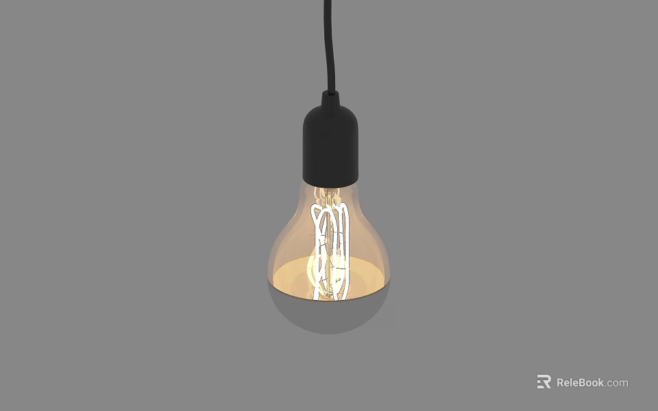 Vintage Exposed Filament Pendant Light With Black Socket And Clear Glass Shade 3d model 