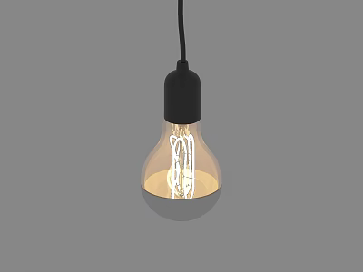 Vintage Exposed Filament Pendant Light With Black Socket And Clear Glass Shade 3d model
