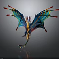 Mythical Winged Dragon With Colorful Wings And Vibrant Blue Yellow Red Scales