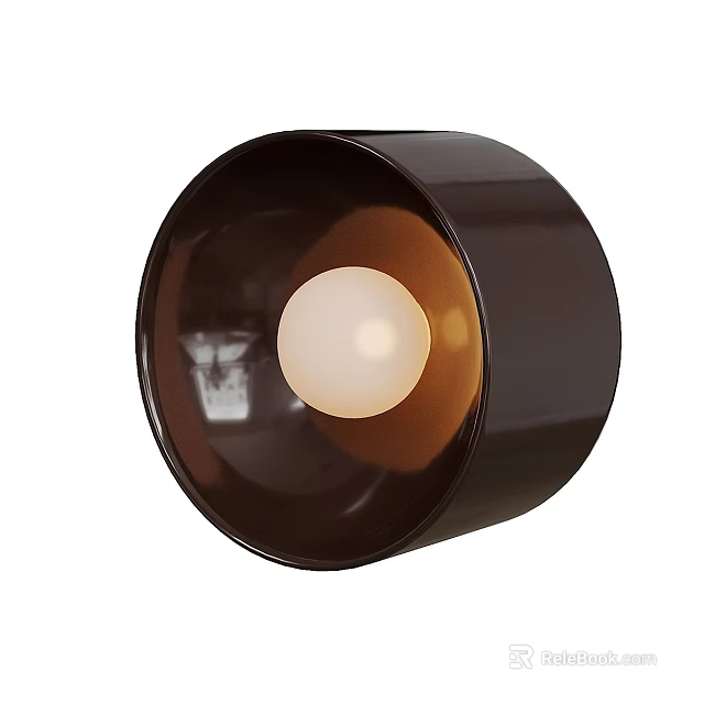 Modern Wall Lamp With Dark Brown Round Shade And Warm Light Design 3d model 