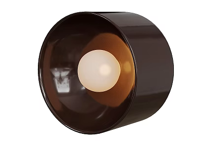 Modern Wall Lamp With Dark Brown Round Shade And Warm Light Design 3d model
