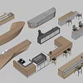 Various Modern Reception Desk Designs With Wooden Concrete Finishes And Chairs