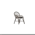 Elegant Rattan Leisure Chairs With Curved Frame And Light Colored Cushions