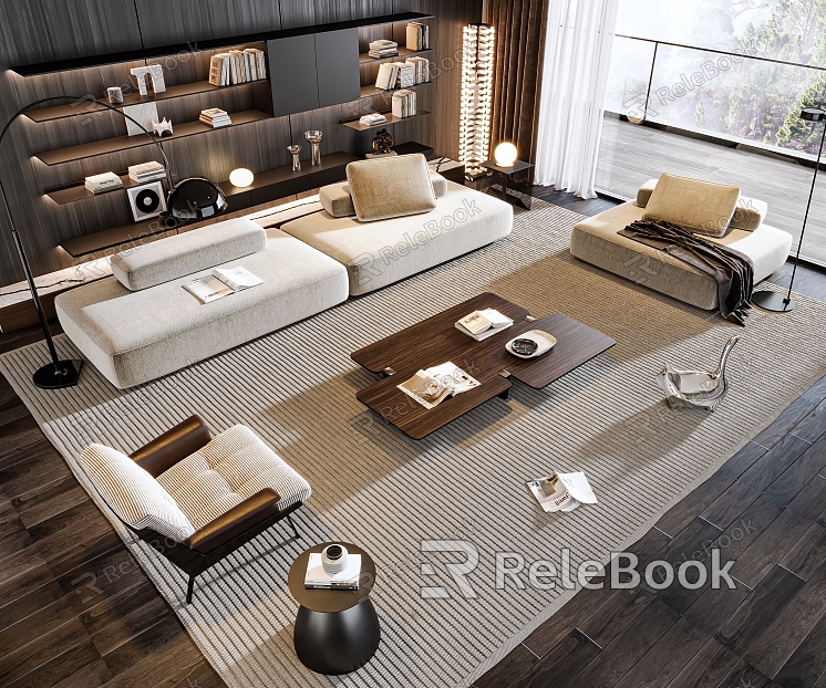 Modern sofa coffee table combination model