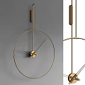 Modern Minimalist Brass Wall Clock With Round Frame And Thin Lines 3d model
