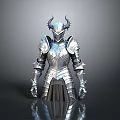 Silver Medieval Battle Armor With Horned Helmet And Spiked Metal Design