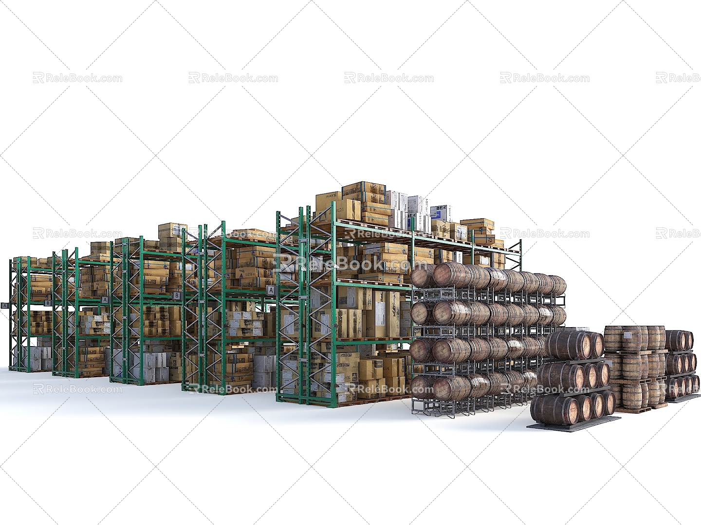 Modern Logistics Warehouse Goods Shelf Grocery Box Carton Warehouse Shelf Building Materials Commercial Shelf 3d model