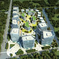 Modern Industrial Park With High Rise Buildings And Green Landscaped Areas