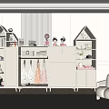 Cute Kids Room Entryway Cabinet With House Shaped Side Cabinet And Hanging Clothes Storage