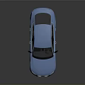 Blue Modern Sedan Car With Black Windows And Silver Wheels Reflection