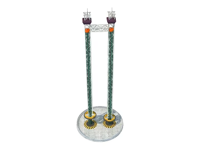 Twin Tower Amusement Equipment With Circular Base And Vertical Support Structures 3d model
