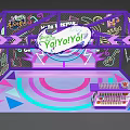 Vibrant Neon Themed Booth With YaYaYo Signage CrossFire Elements And Colorful Decorations