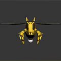 Yellow Bee 3D Rendering With Detailed Wings And Striped Body On Dark Background