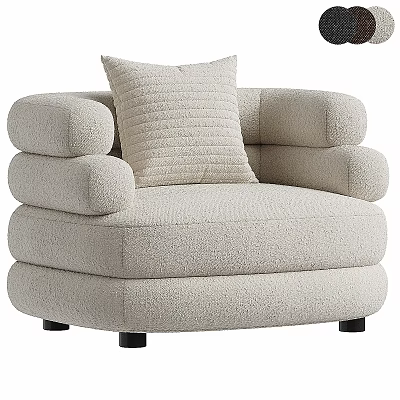 Plush Beige Accent Chair with Thick Armrests and Comfortable Pillow Modern Cozy Design 3d model