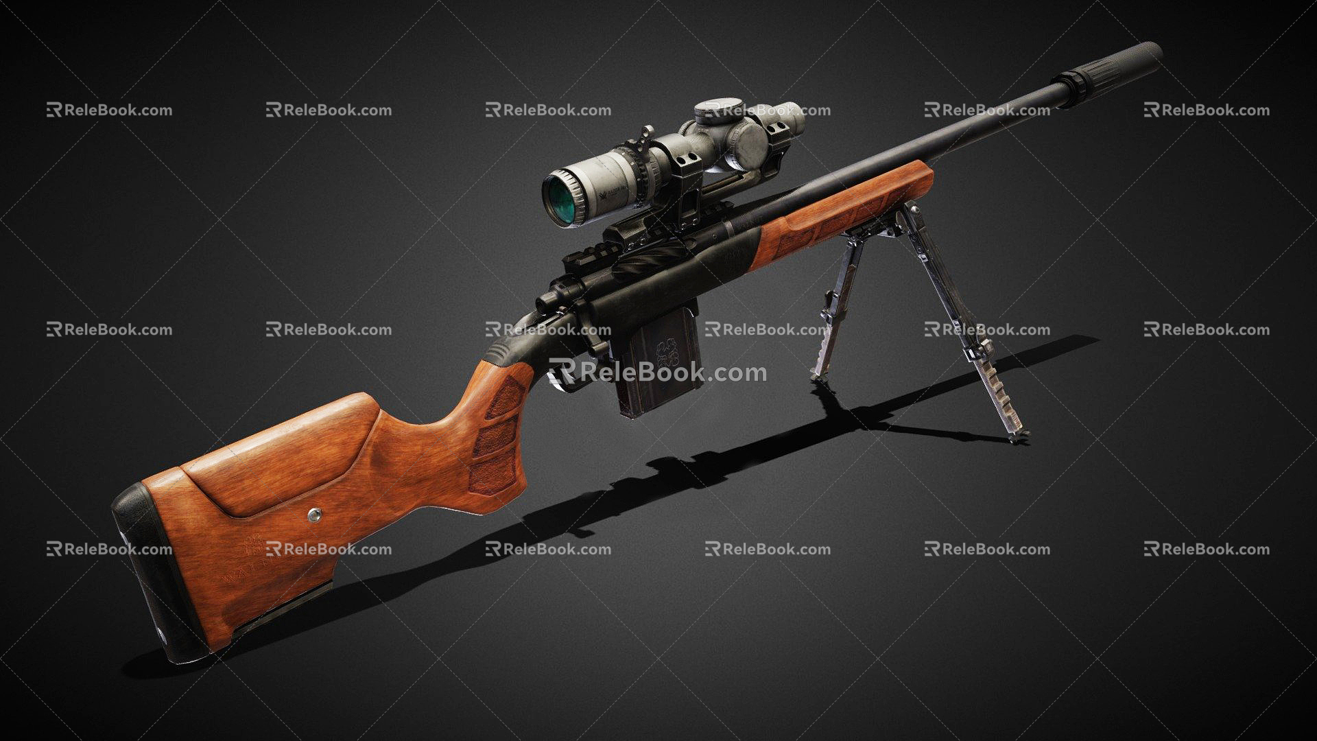 Modern Machine Gun Walnut Remington Rifle Machine Gun Long Gun 3d model