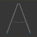 Blue Ladder With Multiple Steps And Gray Frame On Dark Background