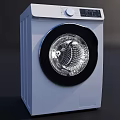 Modern Front Load Washing Machine With White Body Black Circular Door And Transparent Window