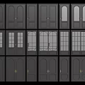Various Double Doors Designs With Glass Panels And Classic Styles 3d model