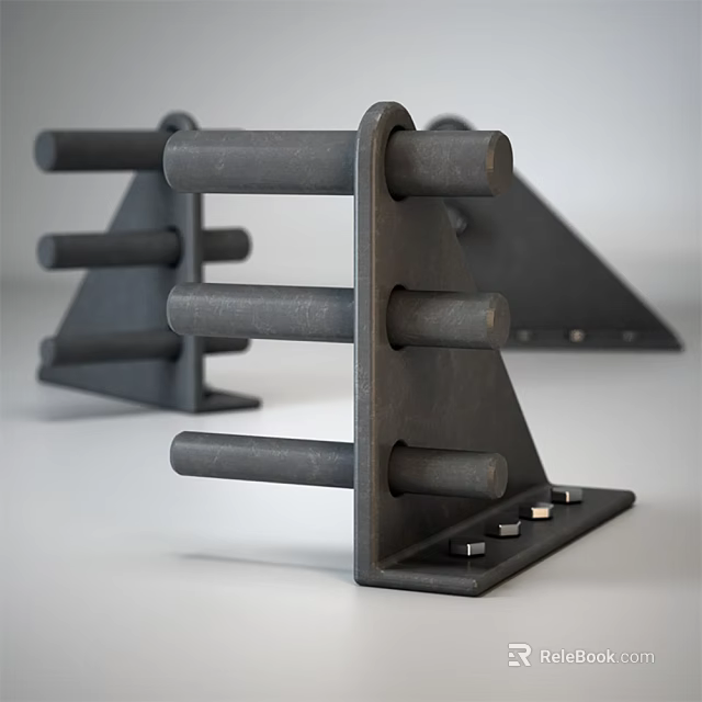 Industrial Style Metal Hardware Tools With Brackets And Attached Rods 3d model 