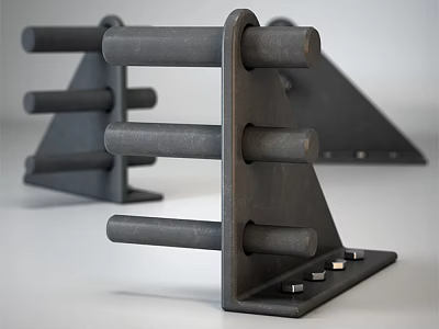 Industrial Style Metal Hardware Tools With Brackets And Attached Rods 3d model