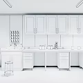 Modern Laboratory Interior Design With White Cabinets Glass Doors And Stools
