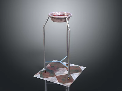 Stainless Steel Pedestal Fruit Bowl With Checkered Base And Decorative Rim 3d model