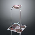 Stainless Steel Pedestal Fruit Bowl With Checkered Base And Decorative Rim