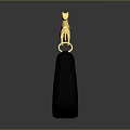 LANTY Black Handbag With Golden Cheetah Shaped Handle And Elegant Design