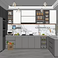 Modern Kitchen Interior With Gray Cabinets Marble Island And Open Design 3d model