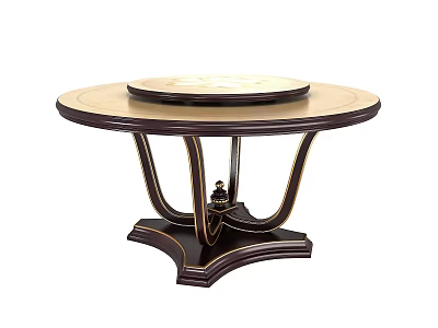 Elegant Round Dining Table With Wooden Tabletop And Curved Ornate Base 3d model