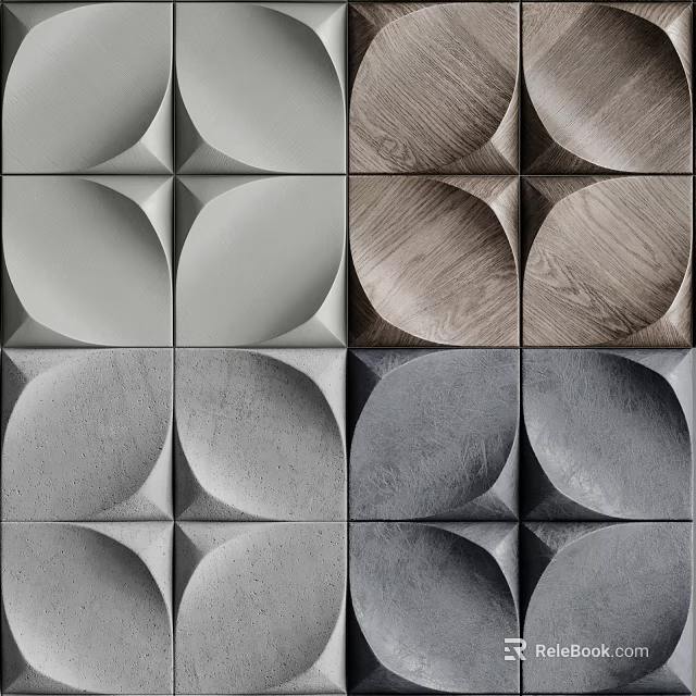 Modern Contemporary Background Wall Design With Wood Concrete Gray And Circular Geometric Patterns 3d model 