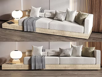 Quiet Double Sofa Multi-Person Sofa 3d model