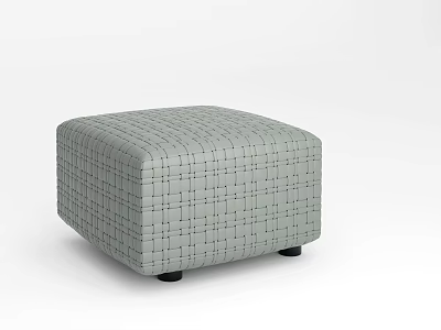 Modern Gray Sofa Stool with Grid Pattern and Black Legs for Living Room Decorative Use 3d model