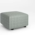 Modern Gray Sofa Stool with Grid Pattern and Black Legs for Living Room Decorative Use