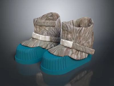 Stylish High Top Shoes With Textured Upper White Strap And Blue Ribbed Sole 3d model
