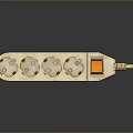 Computer Power Strip With Multiple Sockets White Design Orange Switch And Cable
