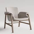 Modern Lounge Chair With Light Fabric Upholstery And Natural Wooden Frame