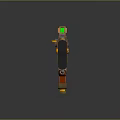 Futuristic Sci Fi Weapon With Orange Green Red Color And Mechanical Design Features