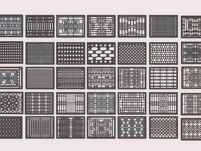Variety Of Intricate Lattice Window Patterns Collection 3d model