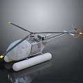 Detailed Helicopter Model For Water Landing With Floats And Rotors