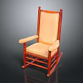 Cozy Wooden Rocking Chair With Beige Cushion Armrests And Rocking Base
