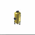 Yellow Industrial Tank Equipment With Black Top Side Pipes Bottom Brackets And Gear Mechanism