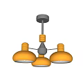 Modern Yellow Ceramic Chandelier with Spiral Design Metal Frame Three Dome Shades