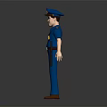 3D Police Officer Character in Blue Uniform with Hat Badge and Brown Belt